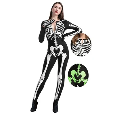Costume de squelette phosphorescent pour femme