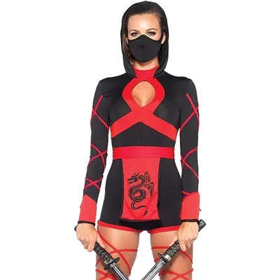 Costume de ninja dragon rouge pour femme